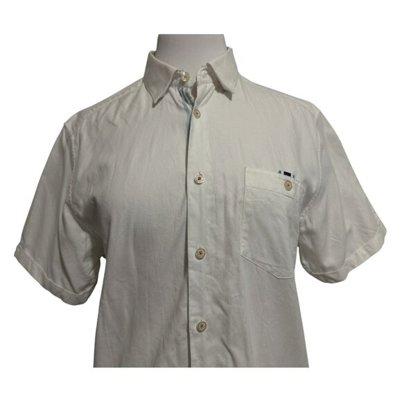 Ted Baker White Button Front 100% Cotton Nautical Theme Short Sleeve Shirt Sz 4 - Picture 2 of 11